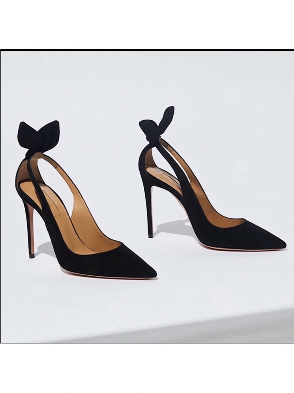 Like New AQUAZZURA Deneuve Bow Tie 105 suede pumps 40 $980 - Picture 3 of 13